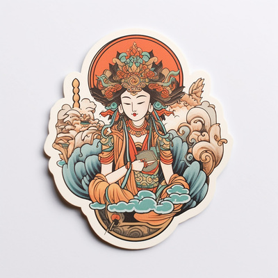 超火敦煌花纹图案贴纸